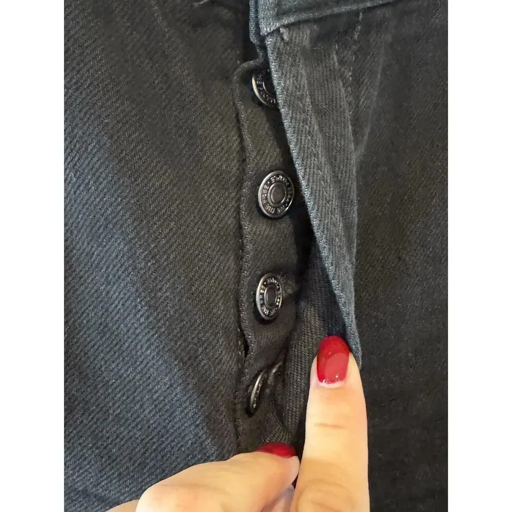 We The Free Maggie Jeans Womens 28 Black Distressed Straight Leg Denim Grunge - Picture 4 of 7